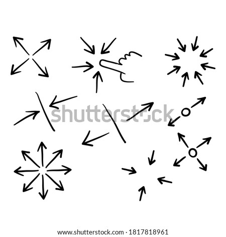 hand drawn Simple Set of Scaling arrow Related Vector Line Icons. doodle style