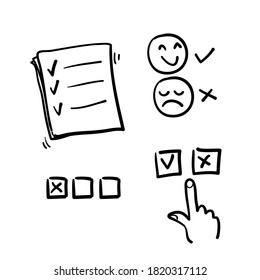 hand drawn Simple Set of Survey Related Vector Line Icons with doodle style vector