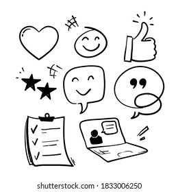 hand drawn Simple Set of Testimonials Related Vector Line Icons. in doodle style vectors sketch