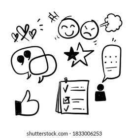 hand drawn Simple Set of Testimonials Related Vector Line Icons. in doodle style vectors sketch