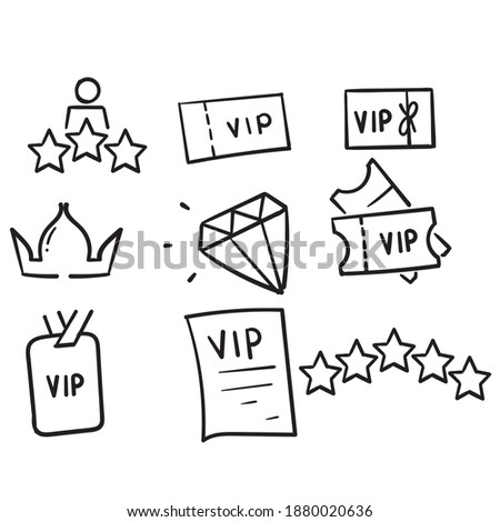 hand drawn Simple Set of VIP Related Vector Line Icons in doodle style vector isolated