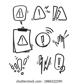 hand drawn Simple Set of Warnings Related Vector Line Icons in doodle style vector isolated