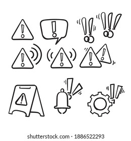 hand drawn Simple Set of Warnings Related Vector Line Icons in doodle style vector isolated