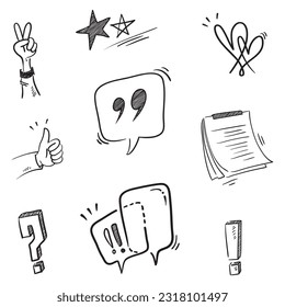 conjunto simple de advertencias relacionadas con iconos de línea de vectores en el vector de estilo de doodle aislado