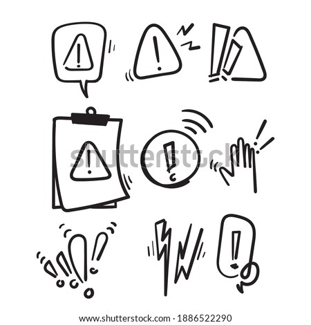 hand drawn Simple Set of Warnings Related Vector Line Icons in doodle style vector isolated