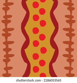 Hand drawn simple shapes seamless repeat pattern. Vector illustration. Made with hand drawn polka dots, uneven lines, wavy stripes combination.