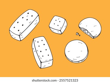 Hand drawn simple shortbread illustration set