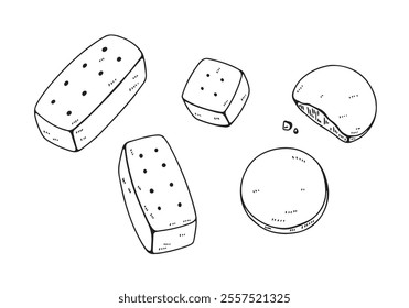 Hand drawn simple shortbread illustration set