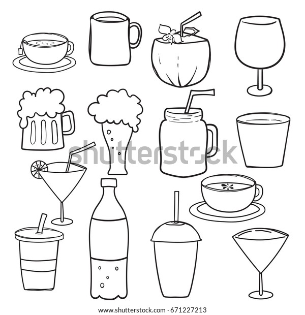 Hand Drawn Simple Sketches Various Types Stock Vector