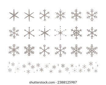 Juego de iconos de copo de nieve simple dibujado a mano