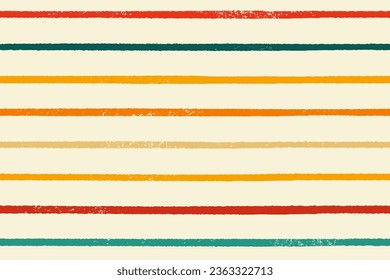 Hand drawn simple striped pattern. Seamless vector colorful pattern. Orange, red and yellow painted lines.