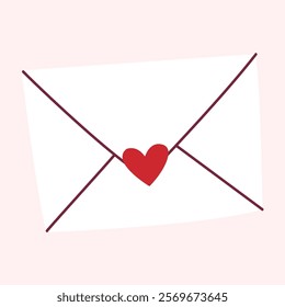 Hand drawn simple style vector illustration drawing of a cute love letter isolated