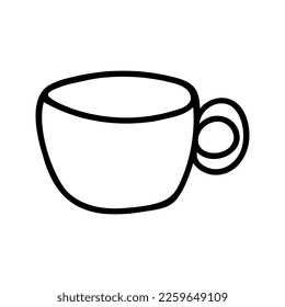 Hand drawn simple tea or cocoa mug. Doodle vector illustration