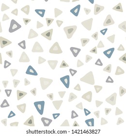 Hand drawn simple triangle seamless pattern on white background. Repeating chaotic shapes backdrop. Vector illustration