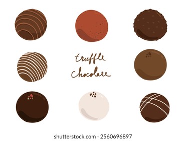 Hand drawn simple truffle chocolate variation set