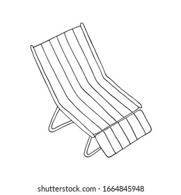 Dibujo manual simple vectorial ilustración de una tumbona, equipo de playa de verano y mobiliario
