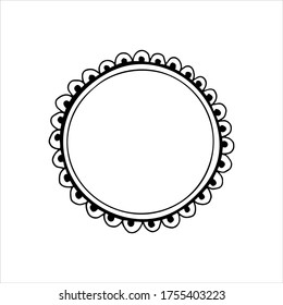 Hand drawn simple vector illustration Round frame, black and white drawing