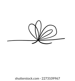 Hand drawn simple vector string ribbon tie thread gift package box rope border isolated on white collection. Scribble doodle minimalist outline style