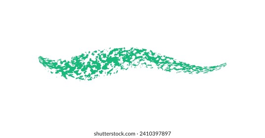 Hand drawn simple wavy green line drawn with wax crayon, chalk or charcoal. Uneven wax dry texture for underlining or highlighting text. Pencil  line, strikethrough, underline. grungy