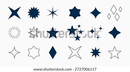 hand drawn simple y2k geometric shapes sign in collection vector