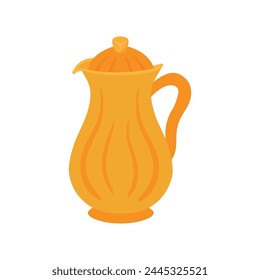 Dibujado a mano simple Ilustración vectorial de garabato de tetera árabe amarillo aislado sobre fondo blanco