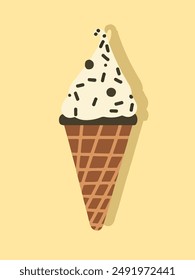 Hand drawn simplistic illustration ice cream poster. Flat vector illustration. Perfect background for posters, cover art, flyer, banner.