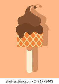 Hand drawn simplistic illustration ice cream poster. Flat vector illustration. Perfect background for posters, cover art, flyer, banner.