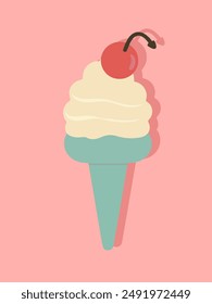 Hand drawn simplistic illustration ice cream poster. Flat vector illustration. Perfect background for posters, cover art, flyer, banner.