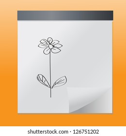Hand drawn single black flower,vector eps10