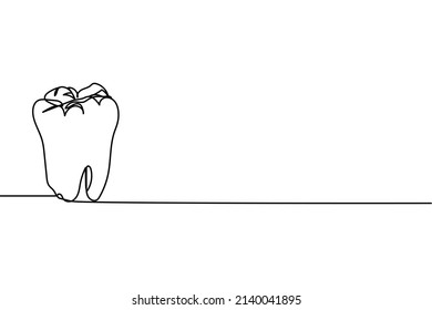 hand drawn single continuous line dental illustration vector design