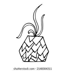 Dibujaron mano en una olla de flores una simple y bonita planta de oficina de doodle. Planta de habitaciones para una casa y oficina acogedora. Ilustración vectorial.