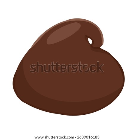 Hand drawn single dark chocolate drop. Vector sweet element for baking themes, candy graphics, food illustrations, packaging visuals, design icons
