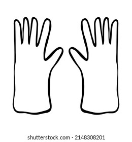 Guantes de goma de un solo doodle dibujados a mano. Concepto de temporada de jardín.La ilustración vectorial aislada en el fondo blanco se puede usar como icono, logotipo e impresión de camisetas.