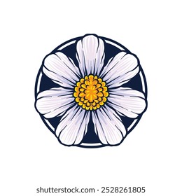 Hand drawn single flower badge illustration