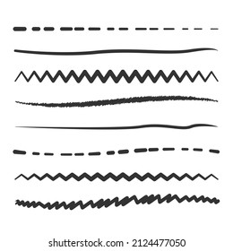 Hand drawn single lines collection in different styles.