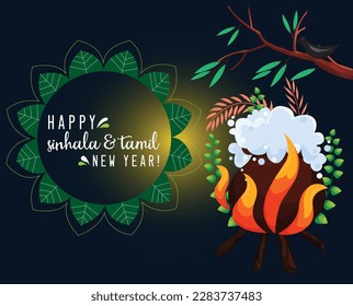 Hand Drawn Sinhala And Tamil New Year Vector Illustrations 