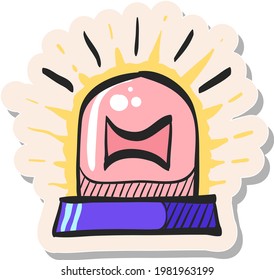 Hand drawn Siren icon in sticker style vector illustration