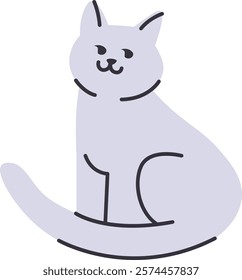 Hand Drawn Sitting Cat Vector Illustration