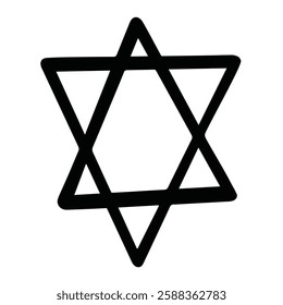 Hand Drawn Six-Pointed Star of David Icon -Jewish Symbol