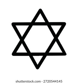 Hand Drawn Six-Pointed Star of David Icon -Jewish Symbol