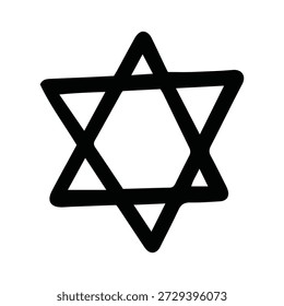 Hand gezeichnet Sechs-Punkt-Stern von David Icon -Jüdisches Symbol