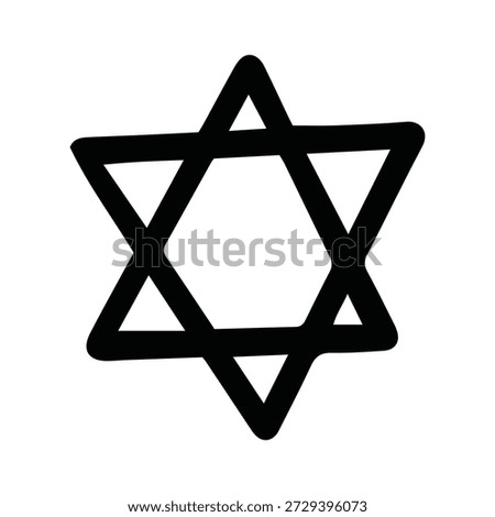 Hand Drawn Six-Pointed Star of David Icon -Jewish Symbol