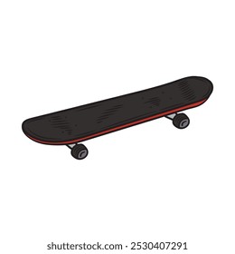 Hand Drawn Skateboard Illustration Colored - 02