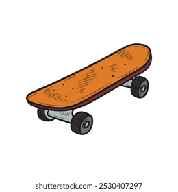 Hand Drawn Skateboard Illustration Colored - 03