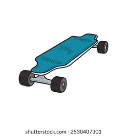 Hand Drawn Skateboard Illustration Colored - 11