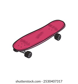 Hand Drawn Skateboard Illustration Colored - 04