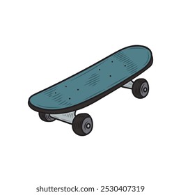 Hand Drawn Skateboard Illustration Colored - 14
