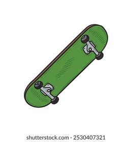 Ilustração de skate desenhada à mão colorida - 05