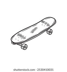 Hand Drawn Skateboard Illustration Colorless - 04