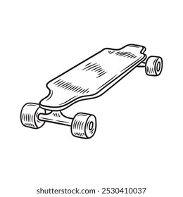 Ilustração De Skate Desenhada À Mão Incolor - 11